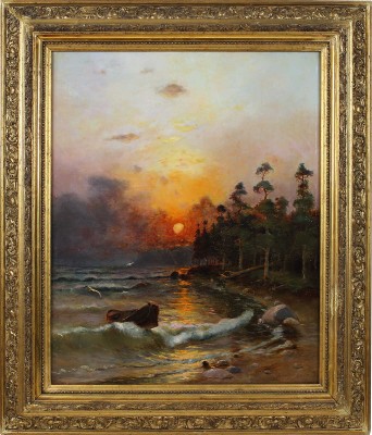 Платонов Семён Сергеевич. Морской берег на закате 